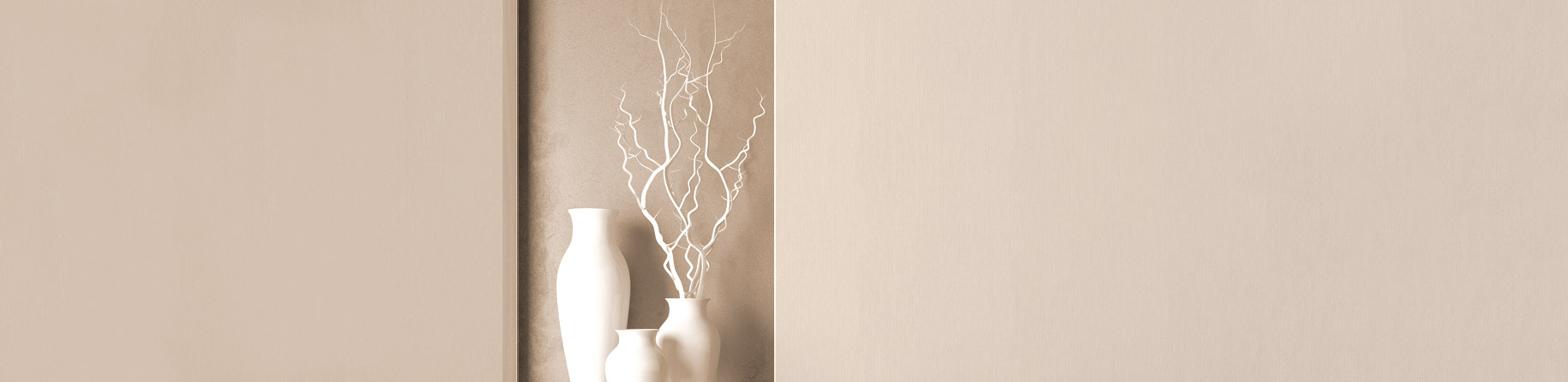 Design-header with vase and twigs